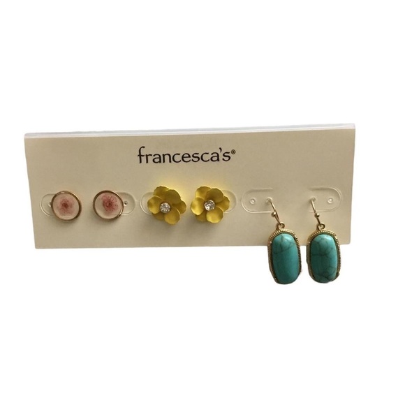 NWT Francesca’s Alexa Floral 3 Pack Multi Earring Set - Picture 2 of 6
